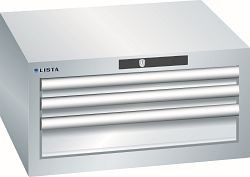 LISTA Schubladenschrank 27x27E (BxTxH) 564x572x283mm AUTO Lock, Lichtgrau, 3 Schubladen, Fronthöhen: 50 - 100 mm, 78.465.020.A