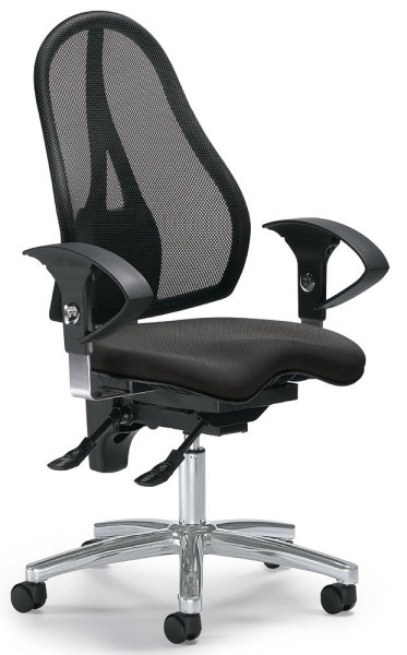 Deskin Bürodrehstuhl SITNESS 40 NET inkl. Armlehnen, Fußkreuz Stahl verchromt, Bezug Stoff Basic G, Farbe anthrazit, 258257