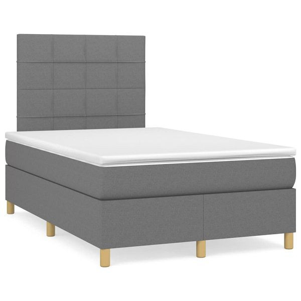 vidaXL Boxspringbett mit Matratze Dunkelgrau 120x190 cm Stoff, 3269931