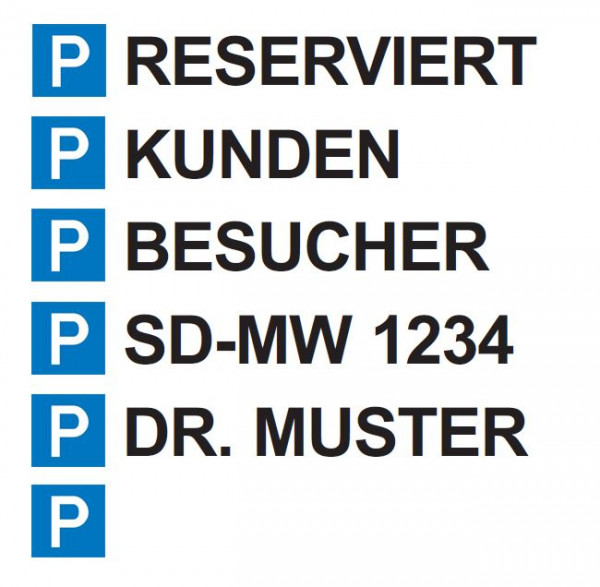 Parkplatzaufkleber für Leitbalken "Trail" Textfeld 570x70mm, Text n. Wahl (max. 16 Zeichen)/45mm, 32954