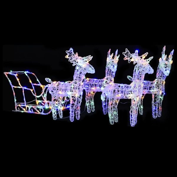 vidaXL Weihnachtsdekoration Rentiere & Schlitten 280x28x55 cm Acryl, 328532