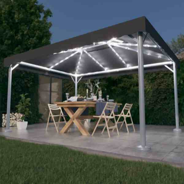 vidaXL Pavillon mit LED-Lichterkette 400x300 cm Anthrazit Aluminium, 3070352