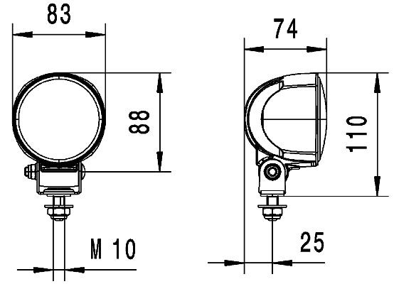 HELLA LED-Arbeitsscheinwerfer, Modul 70 Gen. 3.2, 12/24V, 1800lm, Anbau/geschraubt, schwenkbarer Montagebügel, Nahfeldausleuchtung, 1G0 996 576-041