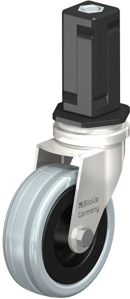 Blickle LRXA-VPA 75G-EXV04 Edelstahl-Apparate-Lenkrolle mit Expander, Vollgummi, Grau, 856441