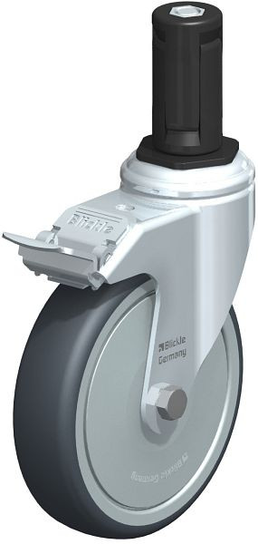 Blickle LKRA-TPA 126K-11-FI-FK-ER14 Apparate-Lenkrolle mit Expander & Feststeller, Thermoplastisches Gummi-Elastomer, Grau, 847904