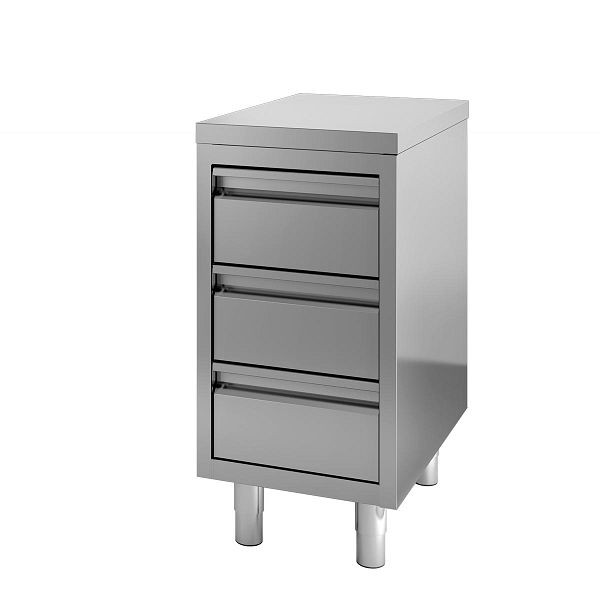 Vaiotec TOPLINE Schubladenschrank 600 / 3 Schubladen, 40 mm starke Arbeitsplatte, 40x60x85 cm, 10500