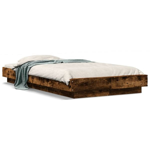 vidaXL Bettgestell mit LED Räuchereiche 75x190 cm Holzwerkstoff, 3281158