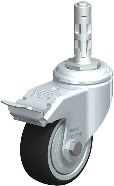 Blickle LKRA-PATH 80K-11-FI-FK-E11 Apparate-Lenkrolle mit Expander & Feststeller, Thermoplastisches Polyurethan, Grau, 848719