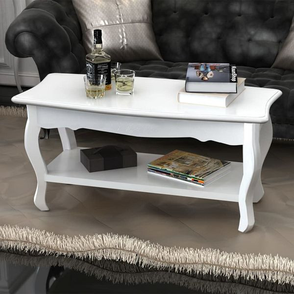 vidaXL Couchtisch mit Ablage MDF Weiß, Top-Qualität, 60629
