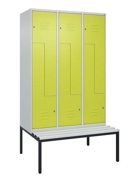 C+P Z-Spind Classic PLUS, mit untergebauter Sitzbank, 6 Abteile, 2120x1200x815mm, 7035/0024, Zylinderschlösser, 0800537-326 S10055
