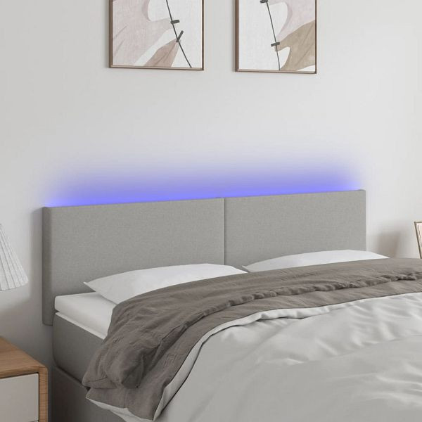 vidaXL LED Kopfteil Hellgrau 144x5x78/88 cm Stoff, 3121330