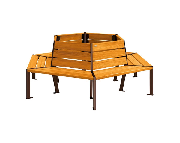 Procity Baum-Rundbank Silaos, Stahl Und Holz, Innendurchmesser 1000 mm, helle Eiche/RAL 8017, 209648.8017.CHEC