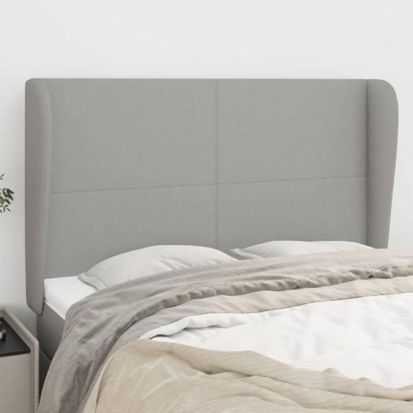 vidaXL Kopfteil mit Ohren Hellgrau 147x23x118/128 cm Stoff, 3117674