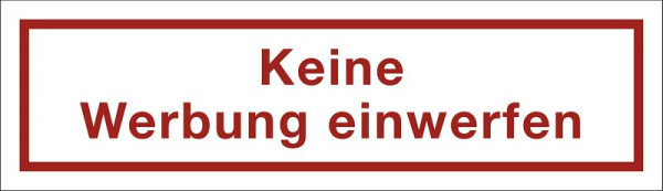 Moedel Keine Werbung einwerfen, Folie, 70x20 mm, VE: 7 Stück/Bogen, 60179