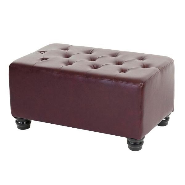 Mendler Luxus Ottomane Sitzhocker Chesterfield 41x75x46cm Kunstleder, runde Füße, rot-braun, 31984