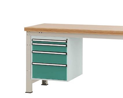Manuflex Gehäuse-Unterbau PROFI, Nutzhöhe 500 mm mit 4 Schubfächern, für Werkbanktiefe 700 mm, Graugrün, ZB4781.0001