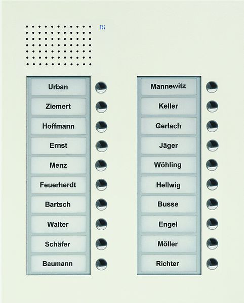 TCS Audio Außenstation Serie PUK 20 Klingeltasten (rechtsbündig), 2-spaltig, UP weiß, PUK20/2-WS