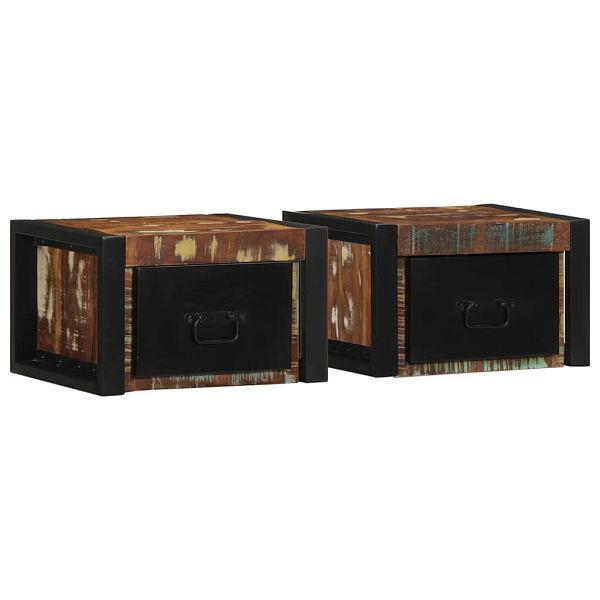 vidaXL Nachttische 2 Stk. Mehrfarbig 40x35x25 cm Altholz Massivholz, 4015948