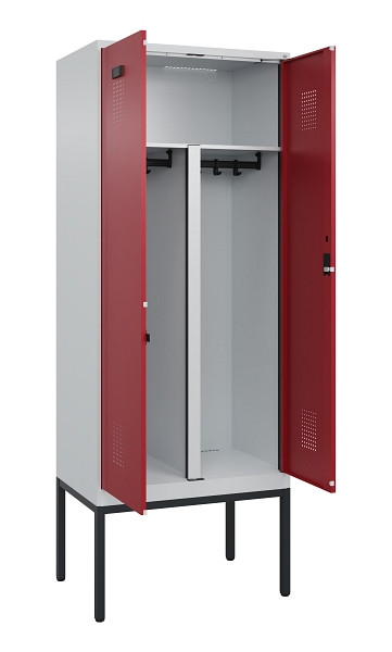 C+P PSA Doppel-Spind Evolo PLUS, Gestell, 2 Abteile, 2120x800x500mm, 7035/3003, Zylinderschloss, 0490327-22P S10031