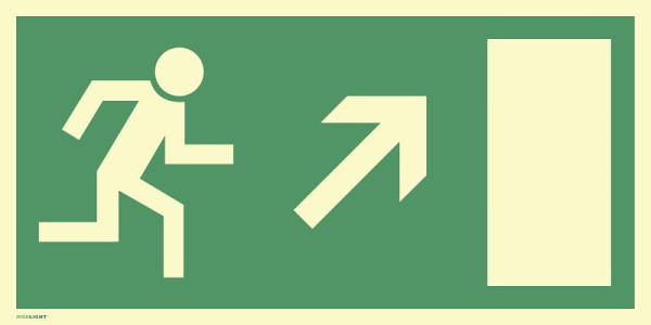 Moedel Rettungsweg rechts aufwärts, BGV A8 (E13), Folie, nachleuchtend, 160-mcd, 400x200 mm, 60755