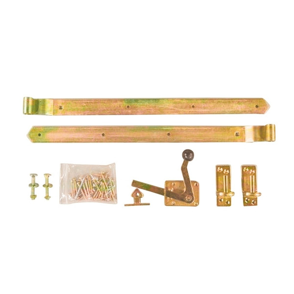 T&J Einzeltor-Beschlag, gelb verzinkt, verzinkt, kartonverpackt, Überwurfbeschlag, für Torbreiten bis 1 m, 17621