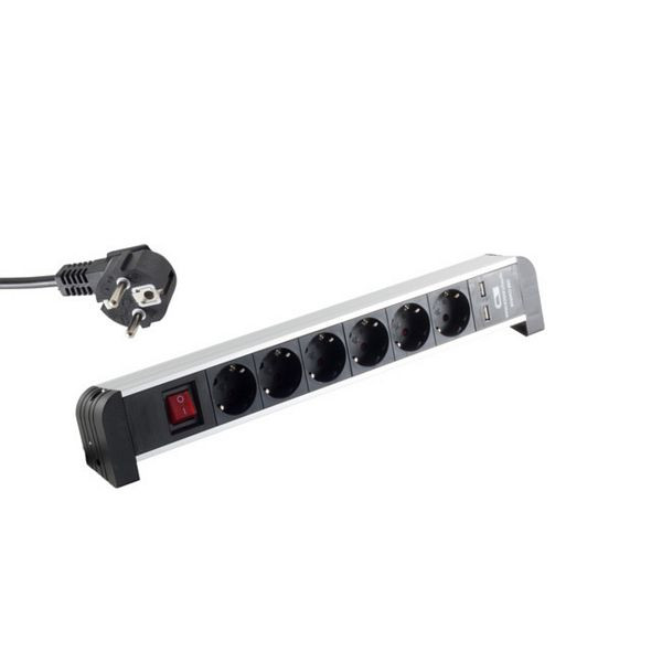 S-Conn Tischsteckdosenleiste 6-fach mit USB Ladefunktion, 60318