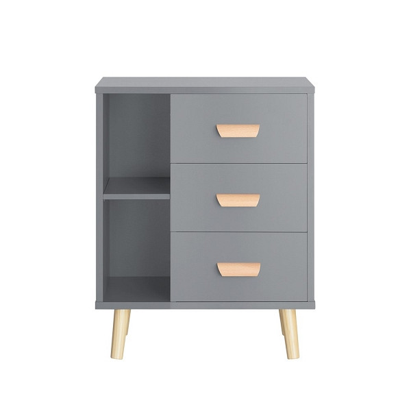 SoBuy Nachttisch mit 3 Schubladen Hellgrau 48x40x60 cm, Modern, FBT95-HG
