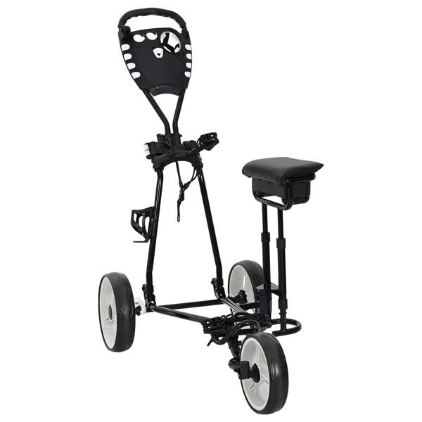 vidaXL Golf-Dolly mit Sitz Schwarz und Weiß 100 x 60 x 130 cm Eisen, 42033587