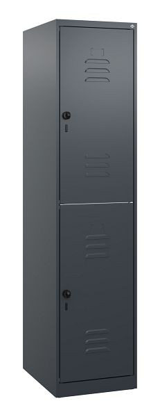 C+P Doppelstöckiger Spind Classic PLUS, 1700x400x500mm, 7016/7016, Drehriegel, 0803007-12 S10010