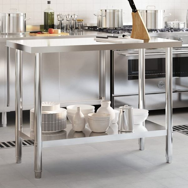 vidaXL Küchen-Arbeitstisch 110x55x85 cm Edelstahl, 376465