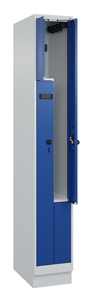 C+P Z-Spind Evolo PLUS, Sockel, 2 Fächer, 1950x300x500mm, 7035/5010, Drehriegel, 049023-102 S10013