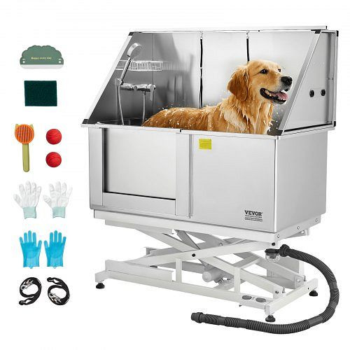 VEVOR Elektrische Hundewaschstation 127 cm, PE-Wasserfilter, Wasserhahn & Duschkopf, linke Tür, für mehrere Haustiere, DDSJBXGCWYG5O3GV7V2