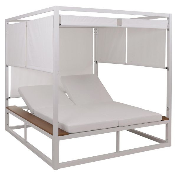 Mendler Aluminium Lounge-Gartenliege HWC-M63b, XL Sonnenliege Daybed, 10cm-Polster 200cm, weiß Polster creme, 110348
