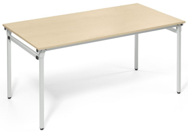 Deskin 4-Fuß-Klapptisch, Platte Ahorndekor, Gestell Alusilber RAL 9006, B 1600 x T 800 x H 720 mm, 284200