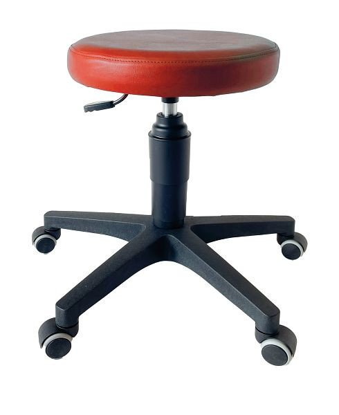 ultraMEDIC Rollhocker ultraSWIVEL6 Sitzhöhe 39 - 52 cm, Sitzdurchmesser 35 cm, Kunstlederbezug Rot, SAN-1500-RO