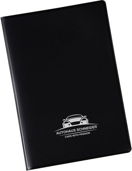 Eichner Führerscheintasche aus farbiger PVC-Folie mit zwei Einsteckfächern, schwarz, Bedruckung: mit individuellem Logo, 9218-08004