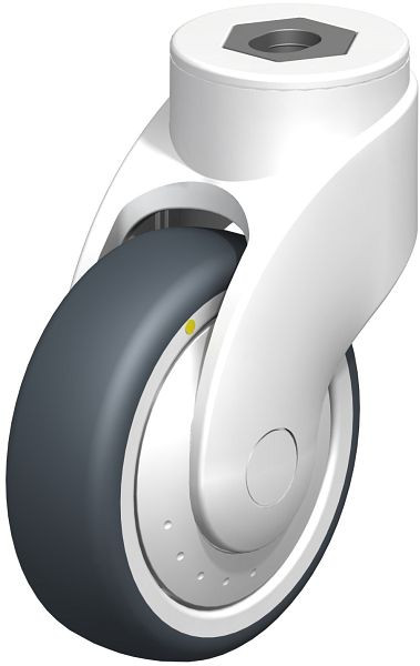 Blickle LWKE-TPA 101K-11-ELS-FK Kunststoff-Lenkrolle WAVE mit Rückenloch, Thermoplastisches Gummi-Elastomer, Grau, 744652