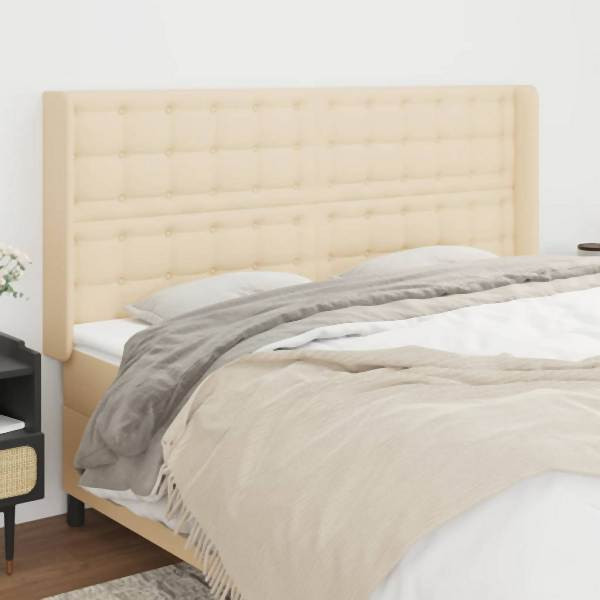 vidaXL Kopfteil mit Ohren Creme 183x16x118/128 cm Stoff, 3120033