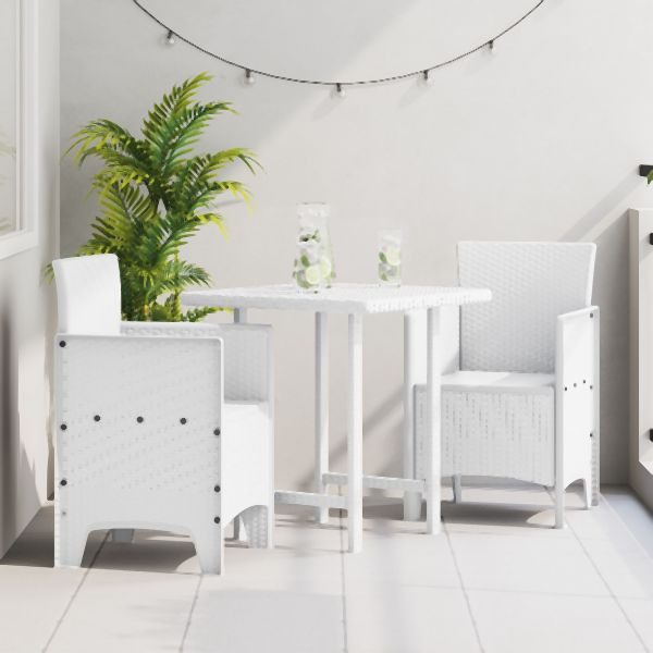 vidaXL Gartenstuhl Set aus 2 Weiß Kunststoff-Rattan-Stil Standard, 847458