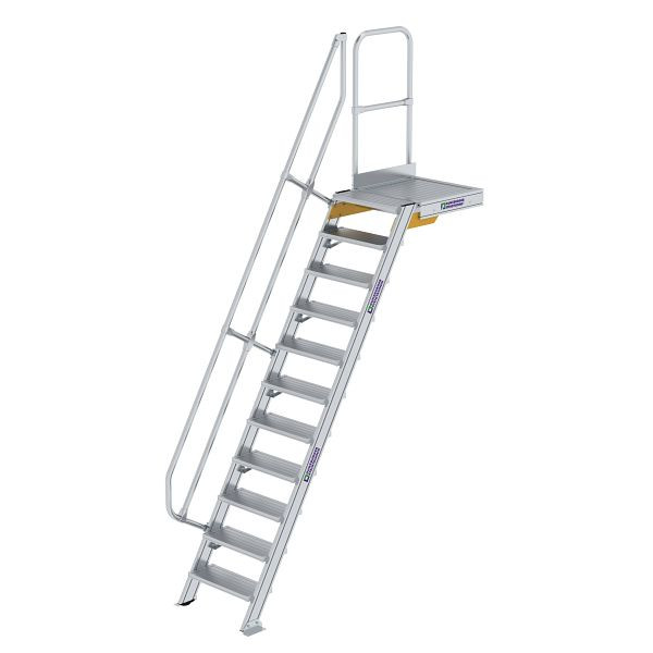 Munk Günzburger Steigtechnik Treppe mit Plattform 60° Stufenbreite 600 mm 11 Stufen Aluminium geriffelt, 600371