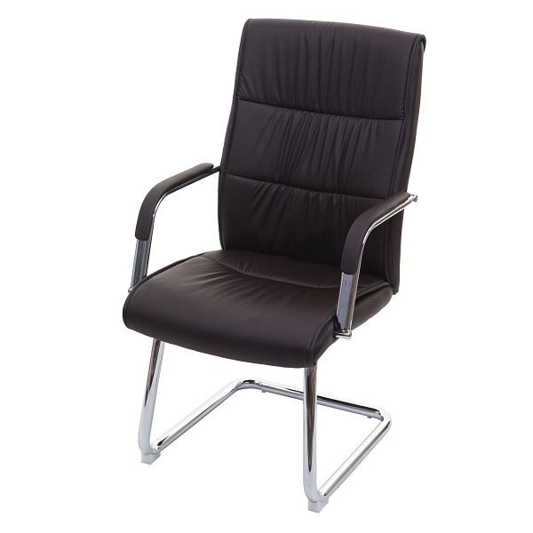 Mendler Konferenzstuhl HWC-A49, Besucherstuhl Freischwinger, Kunstleder, braun, 74868