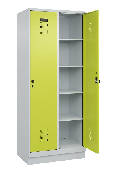 C+P Wäsche-Spind Evolo PLUS, mit Sockel, 2 Abteile, 1950x800x500mm, 7035/0024, Verschluss Drehriegel, Ablageböden 8, 049020-22B S10015