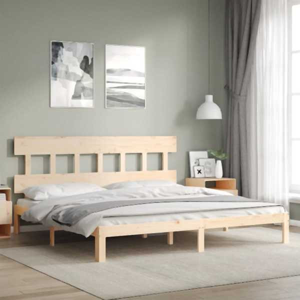 vidaXL Massivholzbett mit Kopfteil 200x200 cm, 3193616, 8720845987862