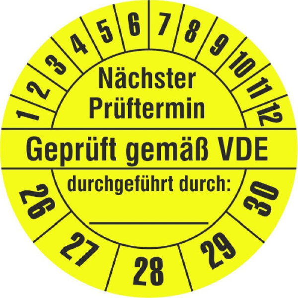 Stein HGS Prüfplaketten o. Jahresfarbe (5 Jahre), Nächster Prüftermin, Ø 30 mm, 2026-2030, 31.c7059-26