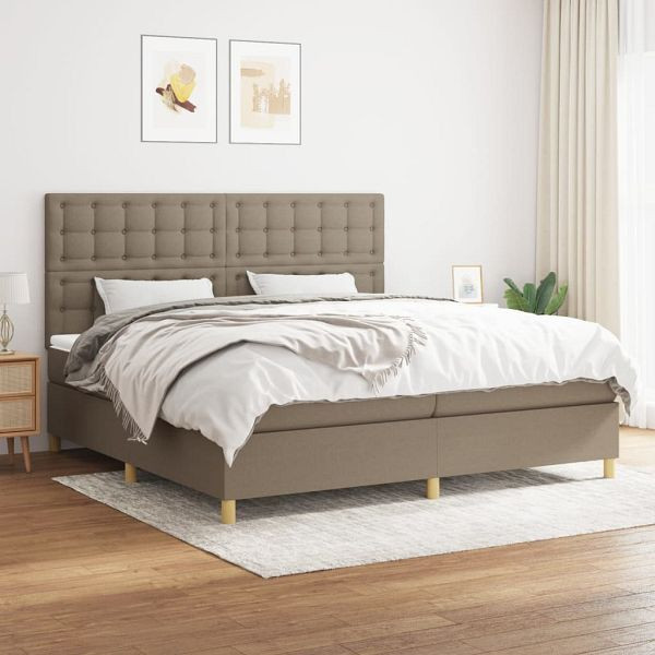 vidaXL Boxspringbett mit Matratze Taupe 200x200 cm Stoff, 3142685