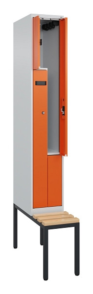 C+P Z-Spind Evolo PLUS, Bank, 2 Fächer, 2120x300x815mm, 7035/2004, Zylinderschloss, Sitzfläche Buche-Hartholz, Sitzbank, 0490537-102 S10027