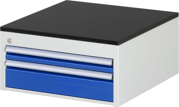 RAU Schubladenschrank Serie 7000, B580 x T650 x H280 mm, 2 x Schublade-Größe-L 1xH60, 1xH120 mm, Arbeitsplatte mit Melaminharzbeschichtung, 03-L1.1A-M.11
