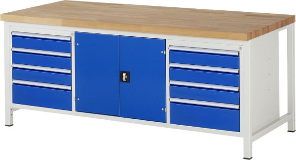 RAU Werkbank Serie 8000 - Modell 8909, B2000 x T900 x H840-1040 mm, 13-8909A2-209B4H.11