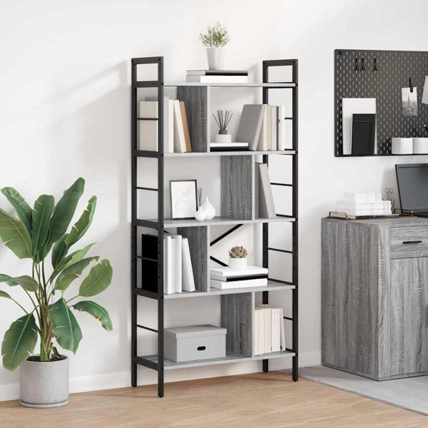 vidaXL Bücherregal Graues Sonoma 75 x 30 x 156 cm Holzwerkstoff, 883961