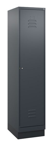 C+P Umkleidespind Classic PLUS mit Mitteltrennwand, Sockel, 1800x400x500mm, 7016/7016, Zylinderschloss, 0800207-12F S10027